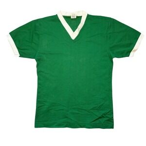 Vintage Soffe Athletic Mesh V-Neck Green Blank Jersey Womens M 70s Retro Tomboy‎